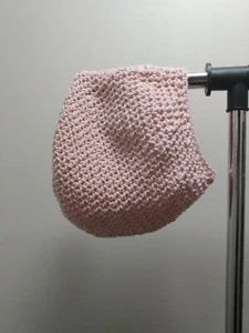 Serenity and Luxe | Rose Pink Mesh Crochet Rasta Tam Drawstring option | Large - Picture 1 of 2
