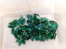 full package,72 vintage czech 15x7mm navette GREEN FOILED CABOCHONS