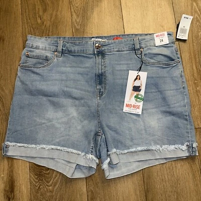 Pantalones Cortos de Jean Celebrity Pink The Sugar Tiro Medio Talla 24 Azul Elastizado Denim Nuevos con Etiquetas Foto 1 de 4