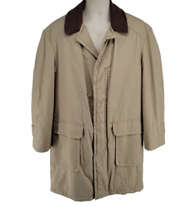 Gordon & Ferguson Town & Country Coat Size L Beige Leather Collar - Picture 1 of 12