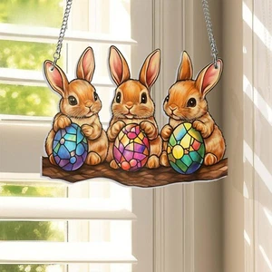 Easter Bunny Acrylic Suncatcher, Easter Egg Window Decor, Happy Easter Day Decor - Picture 1 of 6