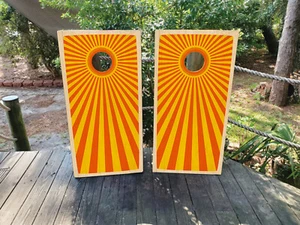 WASSERDICHT & LICHTFEST Cornhole Board Wraps / Sunburst Holzmaserung - Bild 1 von 9