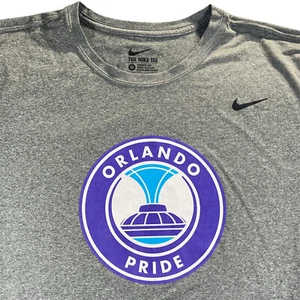 Orlando Pride Logo NWSL Soccer Athletic Cut Nike Dri Fit Gray T Shirt Sz. XL - Picture 1 of 3