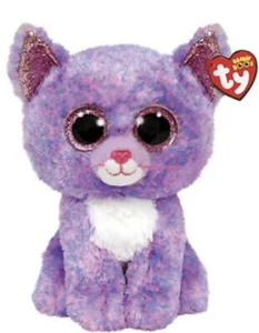 TY Beanie Boos - CASSIDY the Speckled Cat Glitter Eyes Medium 9 inch MWMTs - Picture 1 of 6