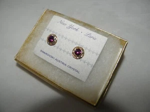PENDIENTES FUSCHIA HOT PINK STUD DE CRISTAL AUSTRIACO CON POSTES DE TONO DORADO NUEVO - Imagen 1 de 5