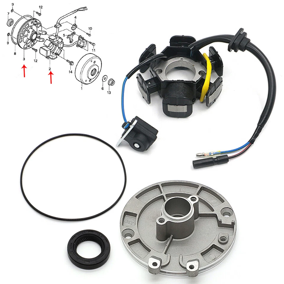 Juego de bobinas y placas base de generador Magneto para Honda CRF50F 70F Z50R XR50R Foto 1 de 4