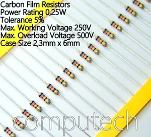 1000 pezzi 620 Ohm 0,25W 5% Resistenze strato di carbone 620 Ohm 1/4W - Picture 1 of 1