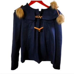 Vintage 2011 Juicy Couture Wool Coat Size XS Fur Hood Y2K - Picture 1 of 16