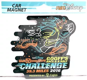 Imán de coche Disney RunDisney 2016 Marathon Goofy's Race & a Half Challenge - Imagen 1 de 1