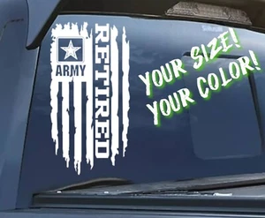 DISTRESSED UNITED STATES ARMY FLAG RETIRED VINYL DECAL STICKER U.S. ARMY - Picture 1 of 6
