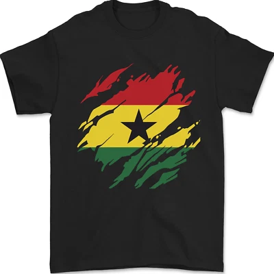 Camiseta de fútbol para hombre Torn Ghana Flag Ghana Day 100 % algodón Foto 1 de 4
