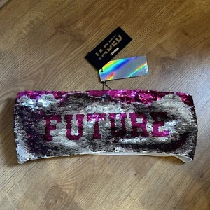 Jaded London Flip Sequin Future Queen Bandeu Bikini Festiva Top UK 12 Beach - Picture 1 of 10