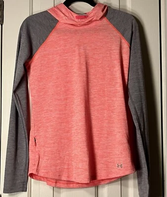 Under Armour Threadborne Heat Gear Orange/Gray Fitted Hoodie - Sz SM/P/CH - Image 1 of 4