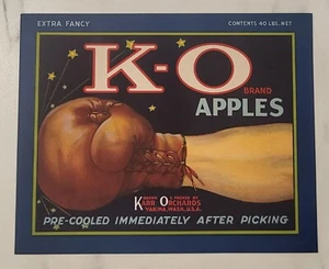 LABEL K O Apples Boxing Karr Orchards Yakima Washington - Picture 1 of 1