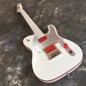Guitarra Eléctrica Arctic Blanco Rojo Botón 6 Cuerdas TL Cuerpo Sólido Pastillas H-H Abiertas - Imagen 1 de 5