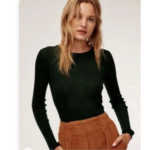 Aritzia Wilfred Free Merino Wool Rita Ribbed Knit Long Sleeve Sweater Top XXS - Picture 1 of 7