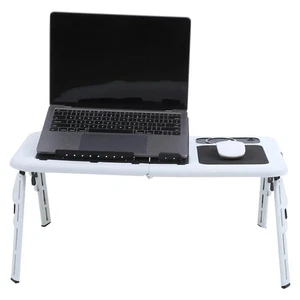 Portable Laptop Desk Stand Folding Tray with Fan Adjustable Height Lightweight - Photo 1/12