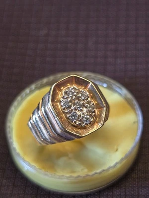 Anel de ouro agrupado masculino de diamante 14 quilates (cerca de 1,05 quilates) - Imagem 1 de 4