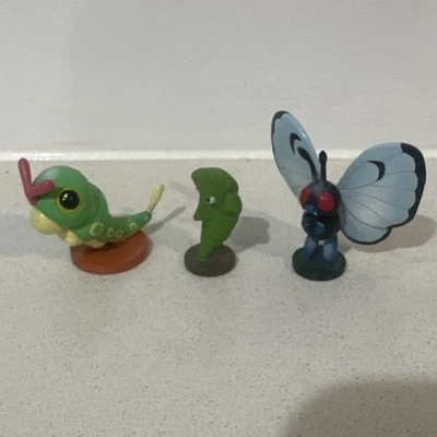 TOMY 1999 Caterpie Metapod Butterfree Pokemon Figures CGTSJ Vintage Genuine Lot — 第 1/3 张图片