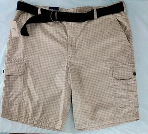 New Izod Saltwater Plaid Golf Shorts Belted Mens 42 Fishing Flat Front High Rise - Picture 1 of 14