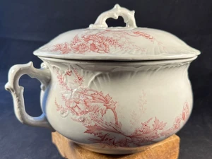 Vintage Johnson Bros Royal Eisenstein Kammer Topf mit Deckel rote Blumen Transferware - Bild 1 von 14