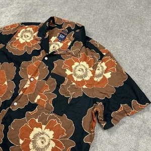 GAP Hemd Herren XL Leinenmischung Knopfleiste Schlaufenkragen Hawaii atmungsaktiv Blumen - Bild 1 von 9