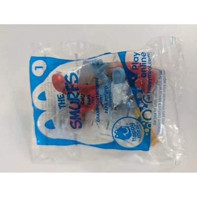Boneco McDonalds 2011 Smurfs Happy Meal Toy #1 Papa Smurf lacrado - Imagem 1 de 2
