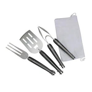 Avon Set of 3 Black and Silver Folding BBQ Tool Set 18" - Picture 1 of 3
