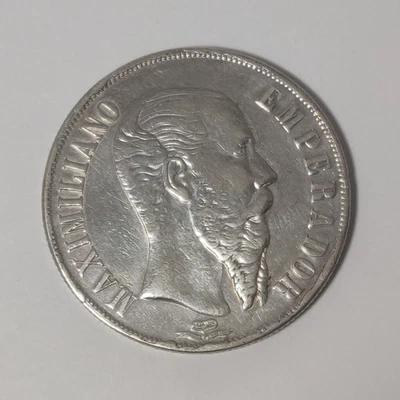 1866 MEXICO 1 PESO SILVER COIN MAXIMILIANO EMPERADOR - Image 1 of 4
