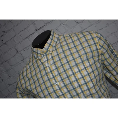 J Crew Dress Shirt Flex Washed Mens Size XL Classic Blue Yellow Plaid Cotton  - Image 1 of 4