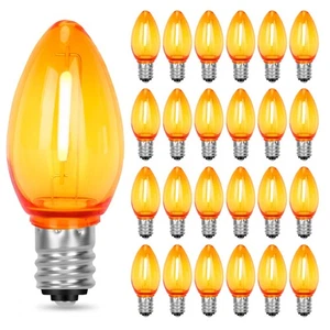 A-OKHOSE 25 Pack C7 Orange LED Replacement Bulbs, Christmas Clear Orange Stri... - Picture 1 of 7
