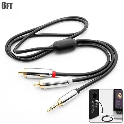 6FT Premium 3.5mm 1/8" Stereo Male to 2 RCA Male Y Splitter Audio Cable Gold - Image 1 of 3