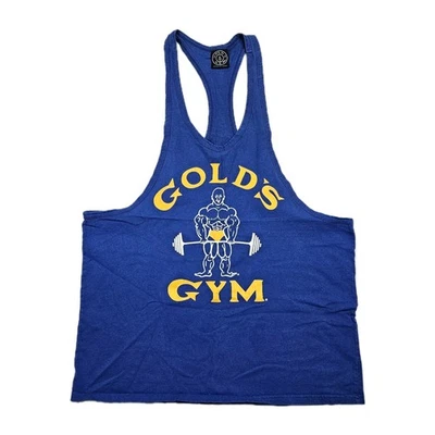 Vtg 90's Golds Gym Stringer Tank Top Mens XL Blue Yllw USA Muscle Weightlifting - Image 1 of 4