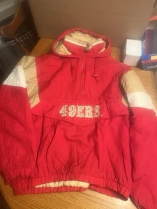 Vintage San Francisco 49ers 90s STARTER puffer jacket 1/2 zip XL red gold NFL - Picture 1 of 11
