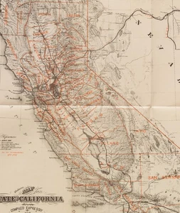 1882 California Folding Map, Guide for German Immigrants - Picture 1 of 1