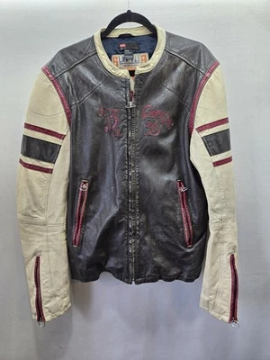 Chaqueta de Carreras DIESEL Años 90 Vintage Multi Cuero XL Rara Desvanecimiento Grunge Motocicleta  Foto 1 de 4