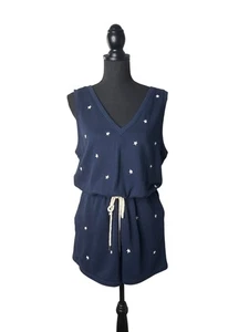 Loft Lou & Grey Women's Navy-Blue Star Cozy French Terry Romper Size M - Picture 1 of 8