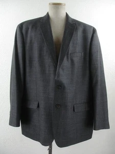 Men's 50R Chaps Gray Black Plaid Check Suit Jacket Blazer Sport Coat Two-Button - Picture 1 of 19