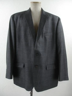 Men's 50R Chaps Gray Black Plaid Check Suit Jacket Blazer Sport Coat Two-Button - Image 1 of 4