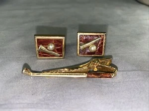 Golf Tee Club Tie Tack Cuff Links  - Picture 1 of 3