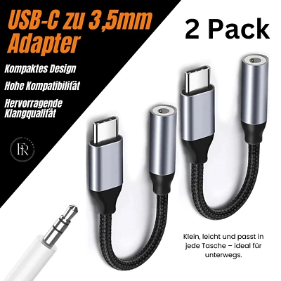 USB C auf zu Aux 3,5mm Klinke DAC Buchse Kopfhörer Mikrofone Audio Adapter Kabel - Bild 1 von 4