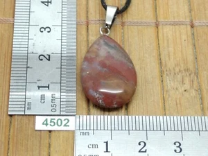 Pendentif "goutte" JASPE HELIOTROPE (SANGUIN) + cordon reglable collier reiki - Imagen 1 de 2