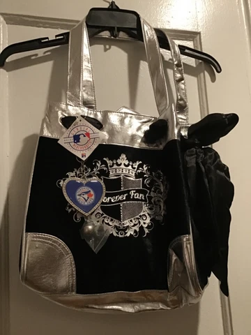 Little Earth Pro-Fan.ity TORONTO BLUE JAYS Forever Handbag Velvet Black & Silver Cover