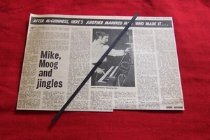 1971 MIKE VICKERS  MOOG SYNTHESIZER INTEREST MUSIC PRESS ARTICLE FEATURE - Picture 1 of 2