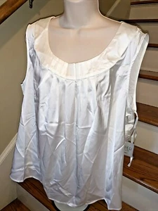 KASPER Satiny Stained Glass Blouse NWT Crisp Snow White Ivory Sz 2X $69 ❤️tb11j6 - Picture 1 of 6