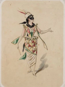 Weiblicher Harlekin, Farblithographie Avantgarde Mode Unbekannt (19.Jhd) - Bild 1 von 4