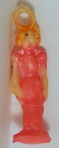 VINT CELLULOID CHARM LADY IN LONG PINK DRESS JAPAN - Picture 1 of 2
