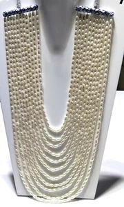 Pearl Barrel Fresh Water 4x7mm Smooth Gemstone 11 Layer 1 Necklace - Picture 1 of 6