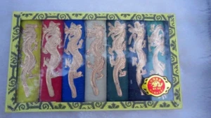 3.1" Chinese 7 Colours Carved Dragon Pattern Ink Stick Calligraphy Painting - Picture 1 of 3