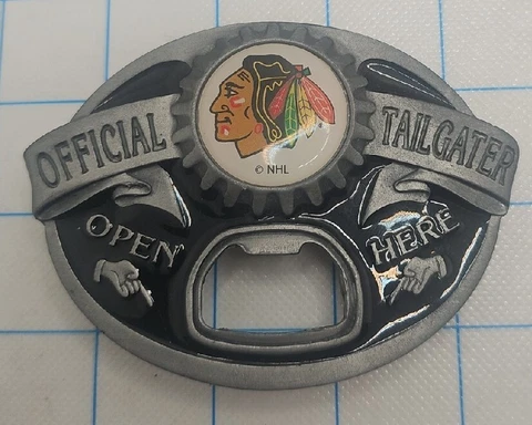 2007 CHICAGO BLACKHAWKS Official Tailgater Bottle Opener BELT BUCKLE  Siskiyou Cover